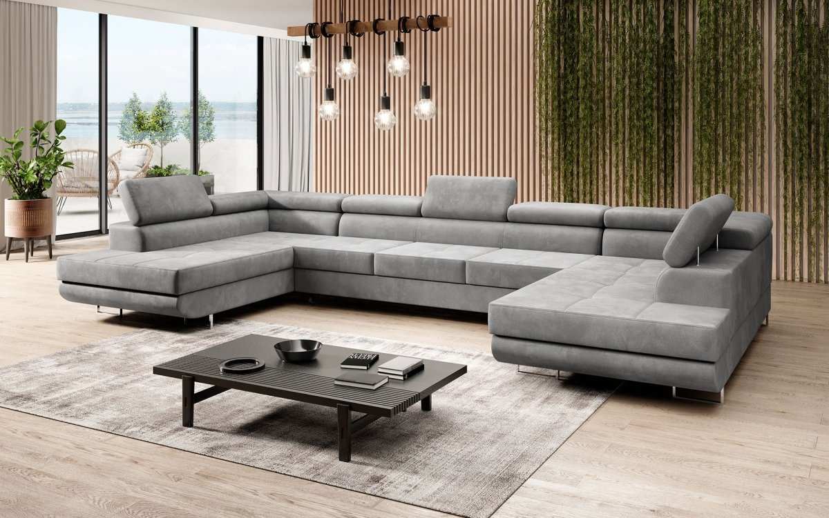 Designer Sofa Taormina mit Schlaf- und Klappfunktion (Samt) - Luxusbetten24