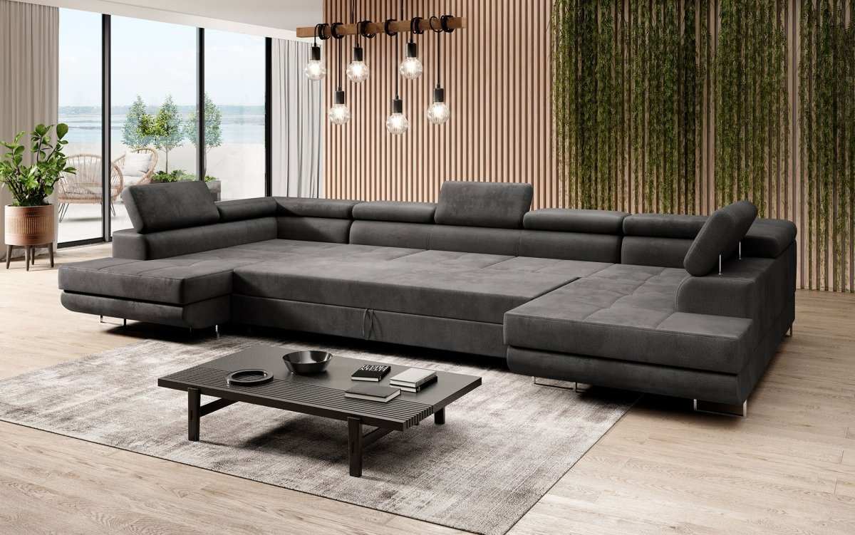 Designer Sofa Taormina mit Schlaf- und Klappfunktion (Samt) - Luxusbetten24