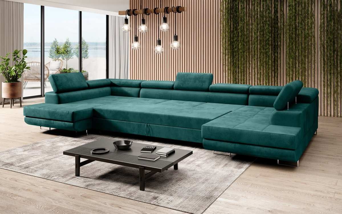 Designer Sofa Taormina mit Schlaf- und Klappfunktion (Samt) - Luxusbetten24