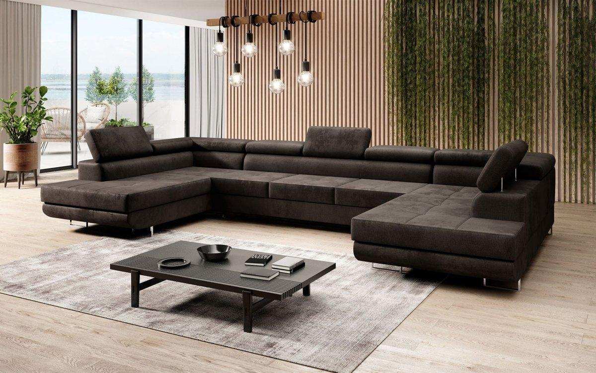 Designer Sofa Taormina mit Schlaf- und Klappfunktion (Samt) - Luxusbetten24